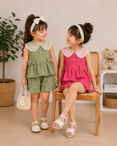ست تاپ شلوارک اطلس 2 تا 6سال