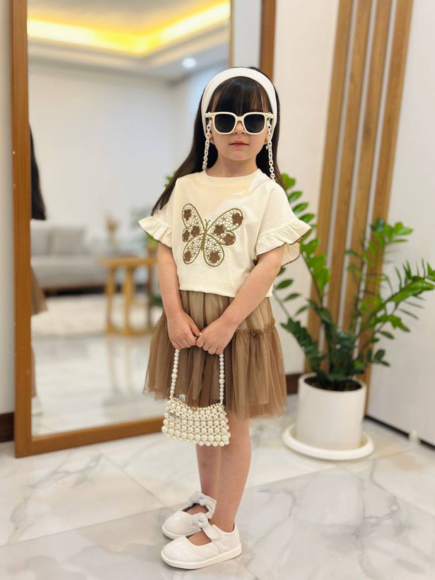 ✨ ست کراپ دامن دخترانه پروانه ۳ تا 10 سال✨